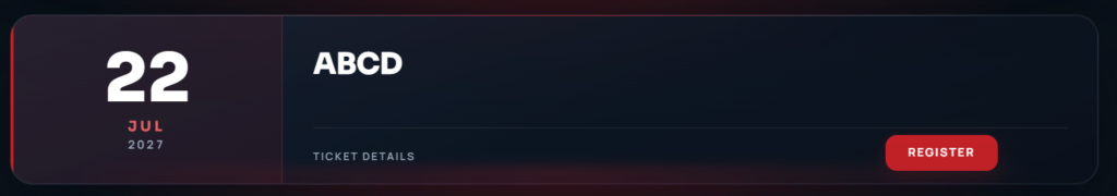 FR Events Listing widget preview, dark theme