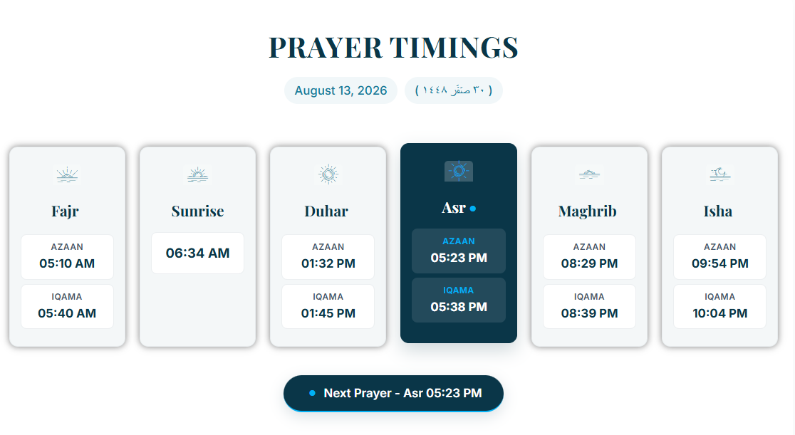 IC Cleveland — MOHID Prayer Timings widget