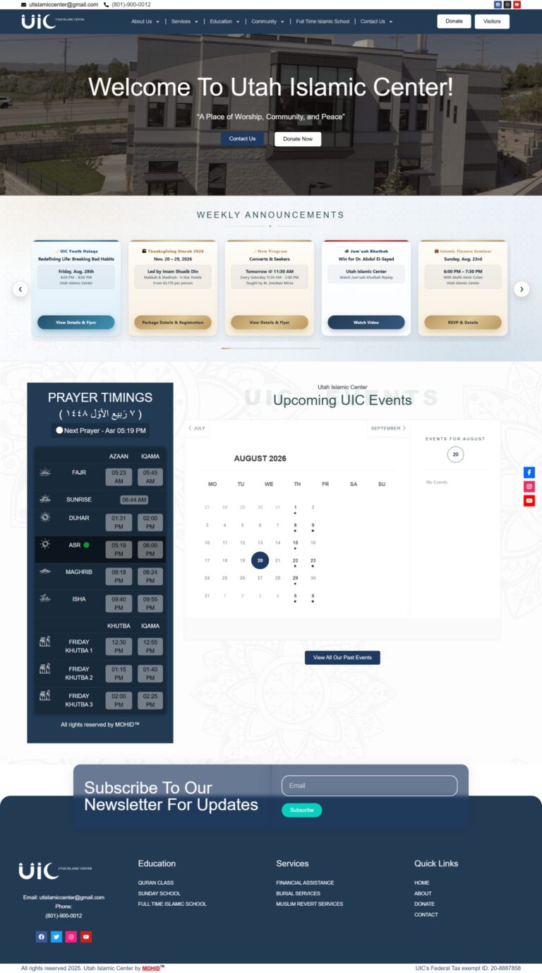 utislamicenter home page